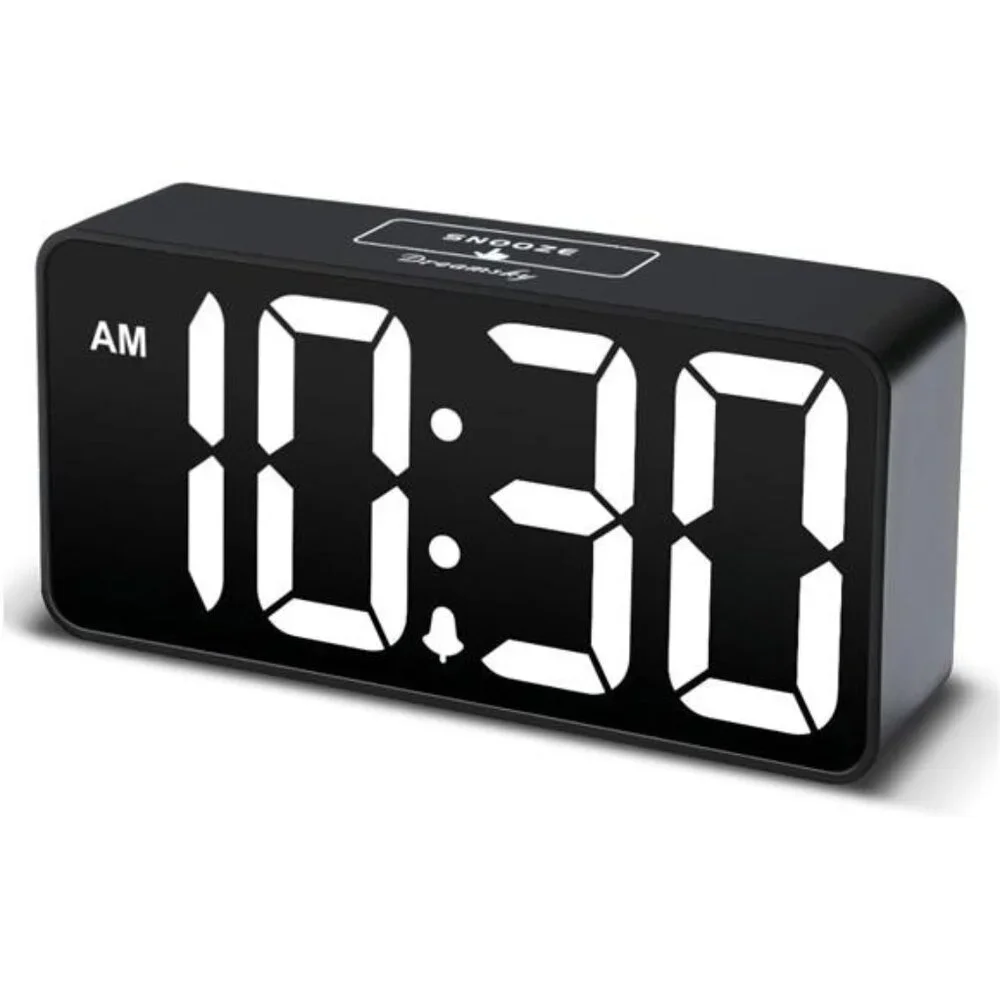 Digital Alarm Clock Large Number Display USB Charging Port Bedside Desk Clock